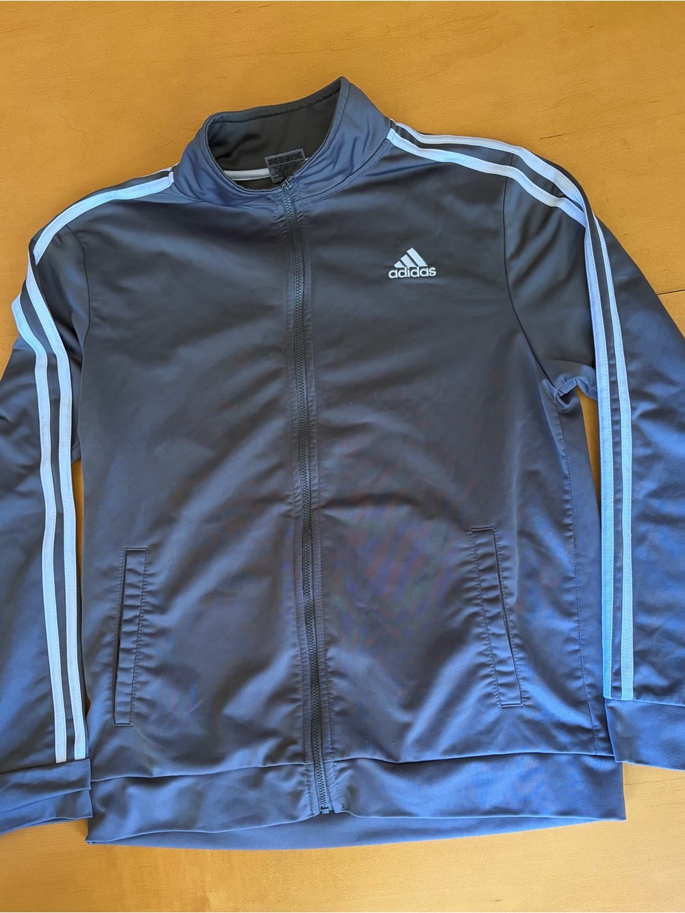 adidas youth Grey Track Jacket with White Stripes